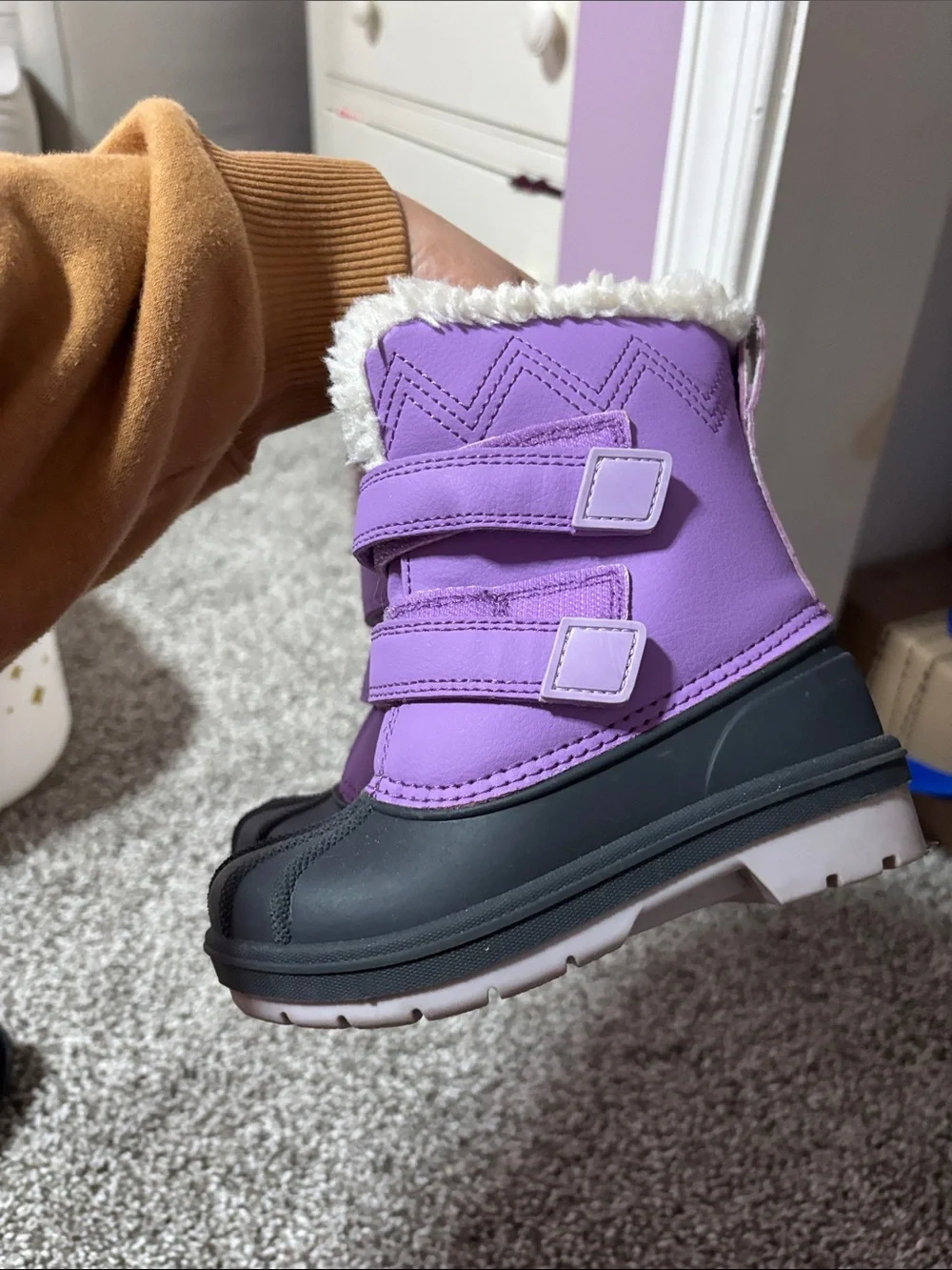 Cat & Jack Purple and Black Kids Waterproof Winter Boots